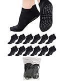 Breathffy 12 Pairs Non Slip Yoga Socks for Women Pilates Socks with Grips Anti Skid Athletic Socks Grippy Yoga Socks(Black)