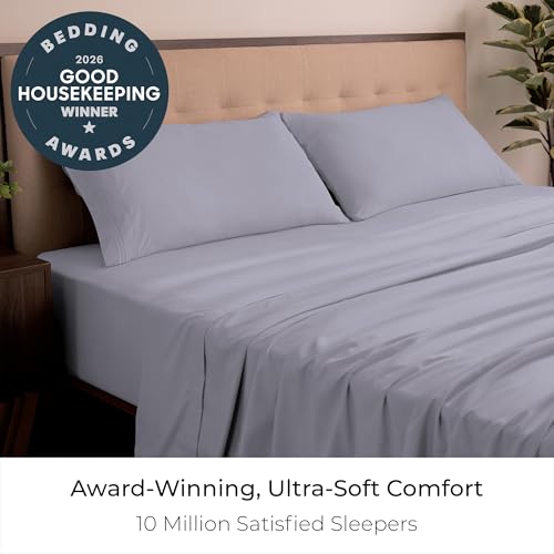 Image of Mellanni King Sheets Set - 4 PC Iconic Collection Bedding | Hotel Luxury, Extra Soft, Cooling Bed Sheets - Wrinkle, Fade, Stain Resistant (King, Lavender)