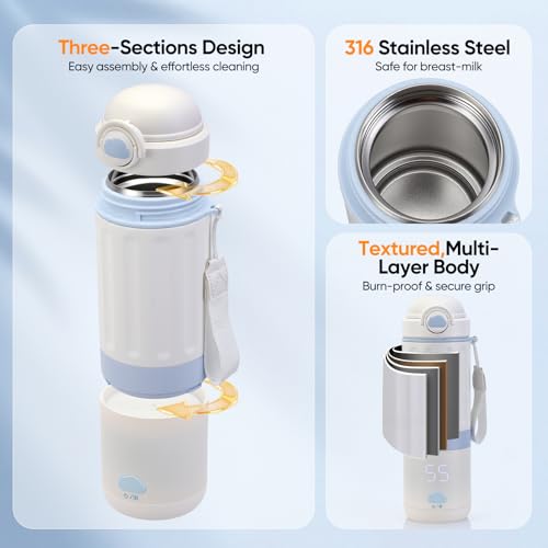 Chauffe-biberon portable de 500ml avec batterie et température réglable pour bébé
