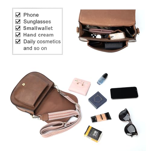 Image of AFKOMST Crossbody Bags for Women,Small Saddle Purse and Boho Cross Body Handbags,Vegan Leather