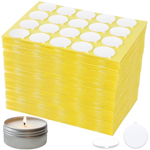 Aubeco 960Pcs Candle Making Wick Stickers Heat Resistance Double-Sided Wick Stickers with The Little Tail Adhere Steady in Hot Wax Stickers for Candle Making