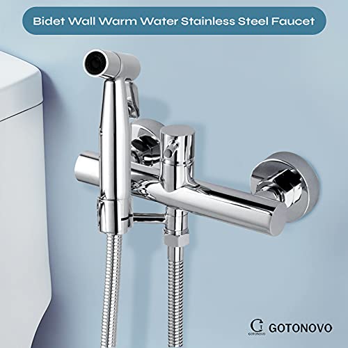 Bidet Wall Warm Water Stainless Steel Faucet Sprayer Attachment For Toilet Mixed Bidet Faucet With Hot And Cold Water Single Handle Wall Mount Bidet Sprayer #TOP1