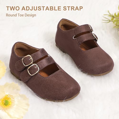 PANDANINJIA Toddler Girl Dress Shoes Mary Jane Flats Little Kid Flower Girl School Church Shoes3