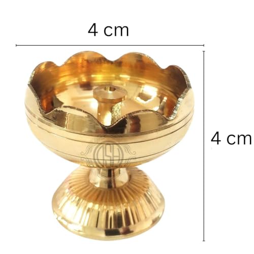Image of Brass Diya Pure Brass Traditional Oil Puja Lamp for Temple, Mandir, Festival Decoration, Home Decor & Diwali Gift (Flower Bloom, Set of 12)