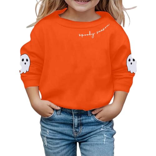 Crewneck Sweatshirts for Girls Boys Halloween Shirts Cute Hoodies Long Sleeve Pullover Tops with Pockets Spooky Season Sweats Fall Outfits 1-14 Years