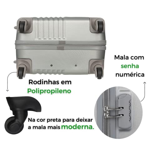 Kit Completo de Malas de Viagens Fibra Rígida ABS 3un P M G COR: PRATA 8167