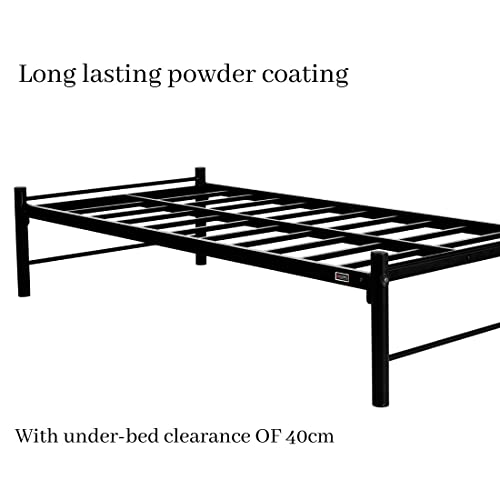 Image of Metallika Osaka Single Size Metal Bed (Glossy Finish, Dark Black) by FurnitureKraft (FK SB 2027 R)