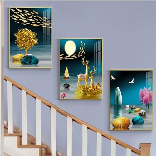 Jinchuan �A�[�g�p�l�� ���� �C���e���A�G�� 3���Z�b�g �Ǌ|������ �A���~�����t���[�� �A�[�g�|�X�^�[ �Ǐ���