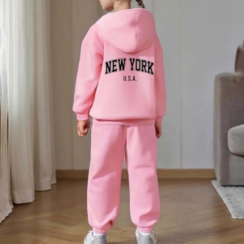 New York 2 Piece Sets Sweatsuit for Girl Kids Letter Printed Hoodies Pullover and Sweatpants Joggers Casual Fall Clothes3