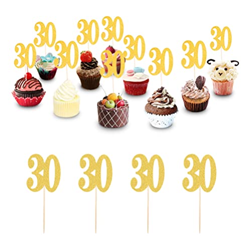 Abaodam 20 Peças Glitter Número 30 Toppers de Cupcake para Decoração de Cupcake de 30 Anos 30 Suprim