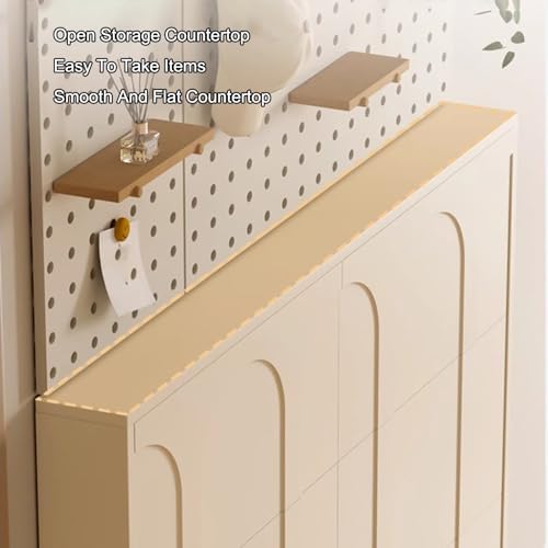 Slim Shoe Storage Cabinet with 6 Flip Drawers, Narrow Entryway Shoe Rack for Hallway & Foyer, Stylish Black & White Design (120x24cm) - Space-Saving Solution