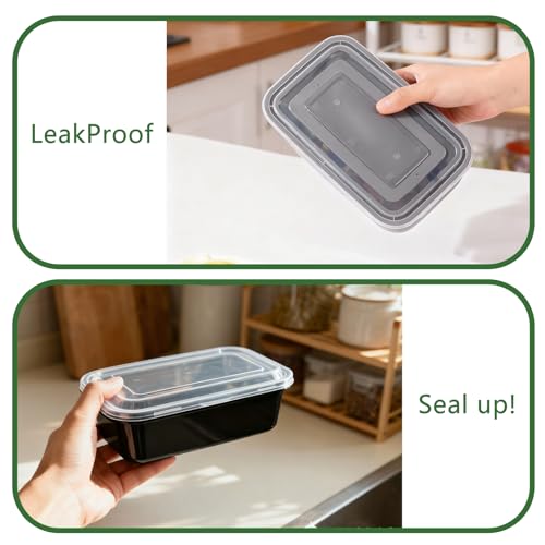 Evmliy 10Pack 28oz Meal Prep Containers Disposable Food Storage Containers with Lids, 1-Compartment Reusable Food Storage Plastic Stackable To Go Boxes Microwave, Freezer, Dishwasher Safe #5