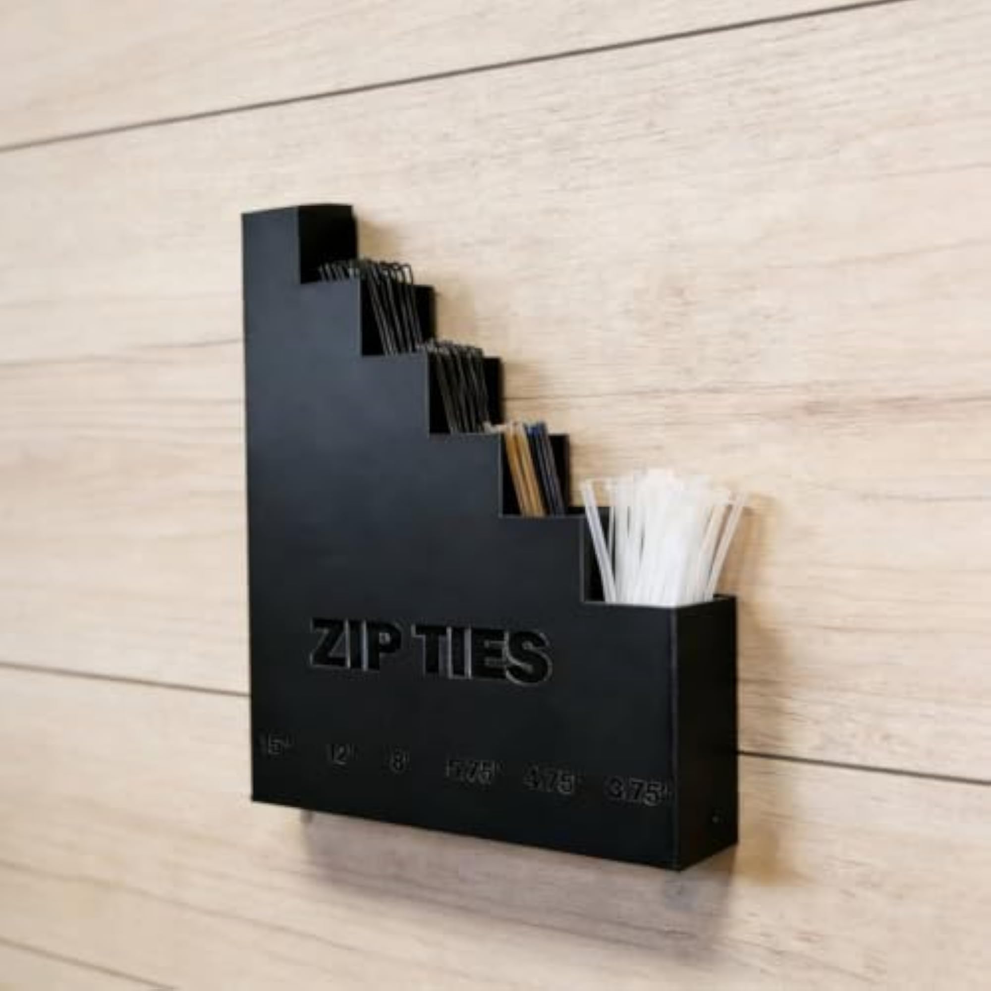 Quick Access Zip Tie Organizer Stepped Holder, Wall Mount