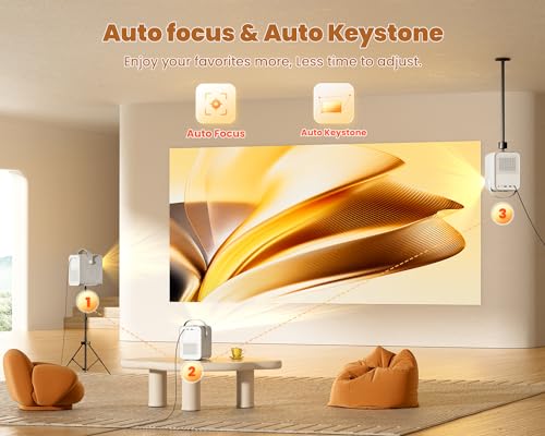 【Auto Focus】ETOE Seal Android TV 11.0 Projector, 4K Supported Mini Projector, Video Projector with ESPN, Prime Video, YouTube, 5G Wi-Fi & Bluetooth, Compatible with iOS/Android/Windows/USB/HDMI - Image 4