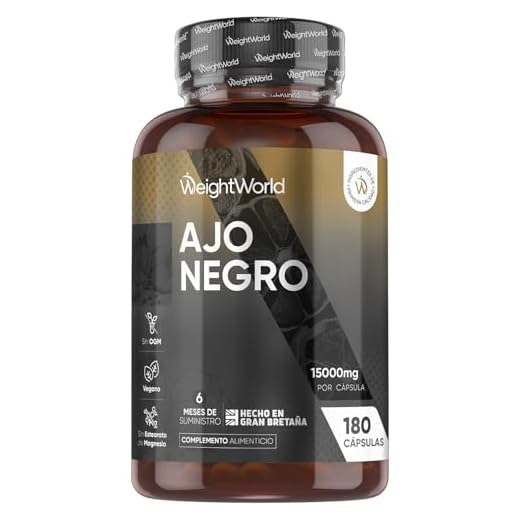 Ajo Negro 15000mg, 180 Cápsulas Sin Olor ni Sabor, 6 Meses de Suministro - Extracto de Ajo Negro (100:1), Apto para Veganos, Sin Gluten, Estearato de Magnesio ni OGM