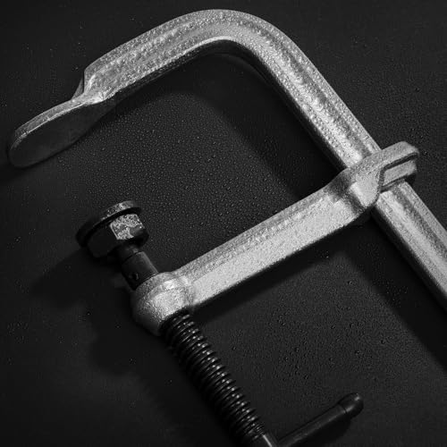 Image of Heavy-Duty 12-Inch F-Clamps, 2-Pack, 3450 Lbs Forged Alloy Steel | 4-3 /4 inch Deep Throat F-Style Bar Clamps for Welding, Metalworking & Fabrication, Solid Steel Jaws & Black-Oxide Spindle