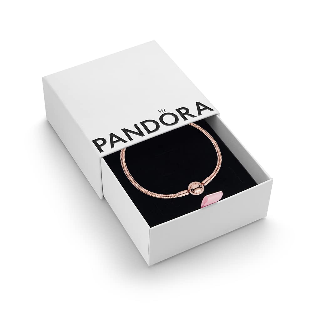 Pandora Moments Women's 14k Rose Gold-Plated Snake Chain Bracelet for Charms