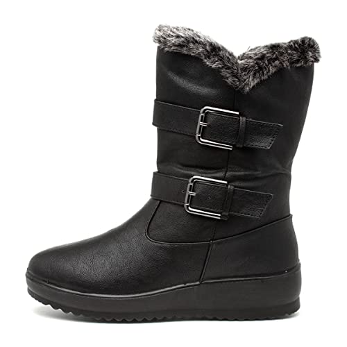 Softlites Womens Black Faux Fur Wide Fit Calf Boot