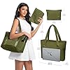 SKCOYH Shopper Tasche Damen, Arbeitstasche Damen Groß Wasserdicht mit Reißverschluss & Laptopfach, Handtasche Damen für Uni, Schule, Alltag (Grün) #2
