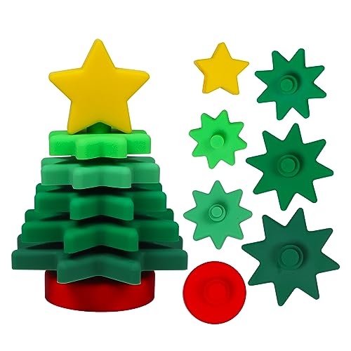 Image of ALLABC Silicone Christmas Tree for Toddlers, Tabletop Xmas Decoration, Stackable & Nesting Baby Toys, 5.9 inches