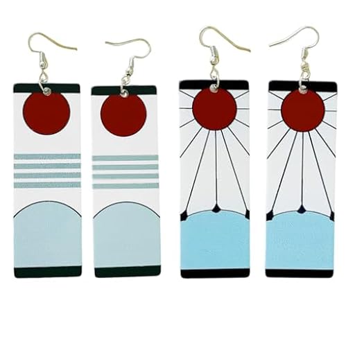 BLPRKOT 2 Piezas Kamado Tanjirou - Pendientes para cosplay,accesorios de animación secundarios,pendientes periféricos de acrílico,pendientes personalizados Kamado T,regalo para entusiastas del anime | Ya disponible en tu tienda friki favorita! En mundofriki.es!