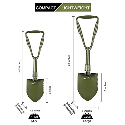 SUNHOO Collapsible Shovel Premium, Folding Spade Shovels for Digging, Portable Backpacking Car Emergency Kit, Military Style Entrenching Tool for Gardening | Lawn | Camping | Snow | Off Road - Thumbnail 2