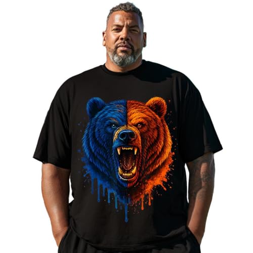 Football Bear Game Day Shirt for Men Big and Tall Men Graphic Tee T Shirt 3XLT #04 Chicago T0 5KPL G04