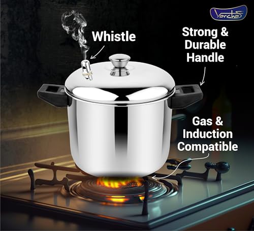 Image of VARCHAS Stainless Steel Idli Cooker with 4 Plates and Lid | 16 Idlis | Idly Maker | Silver | Steamer | Compatible with Gas and Induction