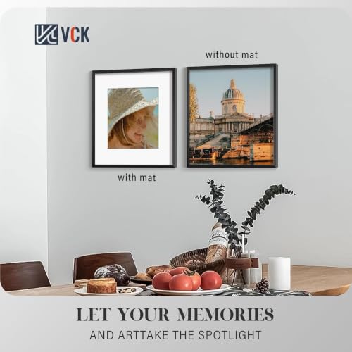 Image of VCK 12x12 Frame Black Metal, Real Glass, 8x8 Mat, for Picture Print