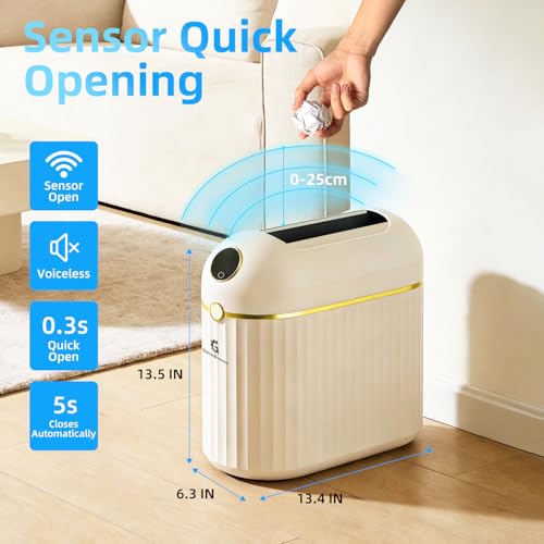 Image of Self-Sealing & Self-Changing Trash Can, 2.7 Gallon Automatic Touchless Smart Bathroom Trash Can with Lid, Slim Waterproof Waste Bin for Bathroom, Bedroom and Offic