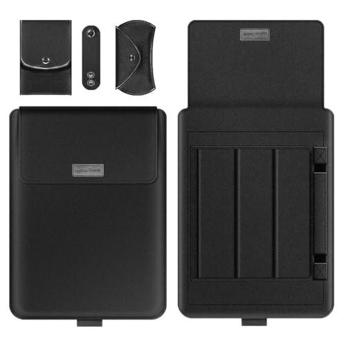 Image of TechTrendz Premium 3 in 1 Multifunction Slim Pu Leather Laptop Case Laptop Sleeve Bag with Stand for MacBook Upto 13.6 inch Models, Laptop Cover Bag 11-14 Inch (with Integrated Mouse Pad) - Black