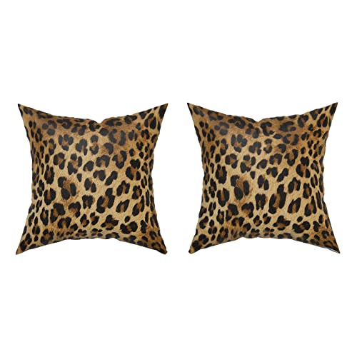 Granbey PILLOWBROWNLEOPARD20 Brown Leopard Throw Pillow Cover thumb #2