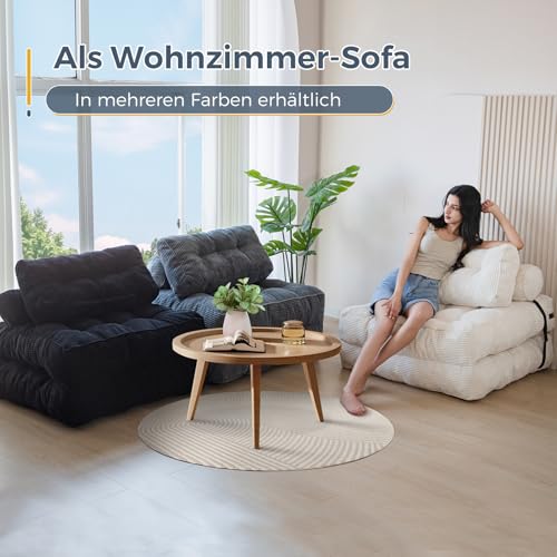 MAXYOYO Faltbares Schlafsofa umwandelbarer Schlafsessel mit Kissen, Matratze mit Rückenstütze, tragbarer Stuhl-Bett-Komfortable Bodensofa-Lounge für Wohnzimmer Schlafzimmer, Beige
