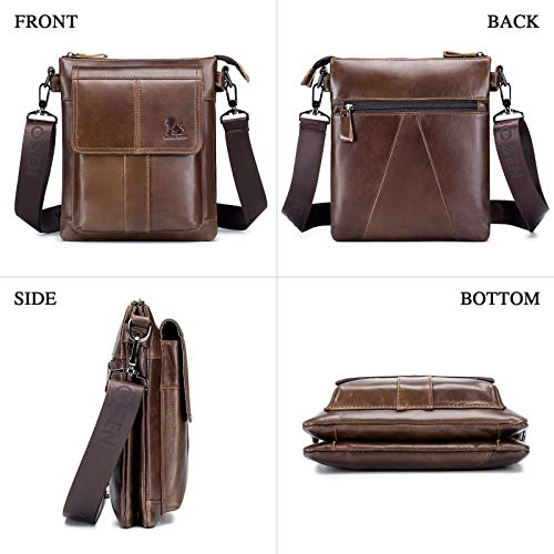 Baigio schoudertas voor heren, leren herentas, vintage look, voor werk, reizen, dagelijks gebruik, bruin, 22 x 6 x 27 cm - Image 5