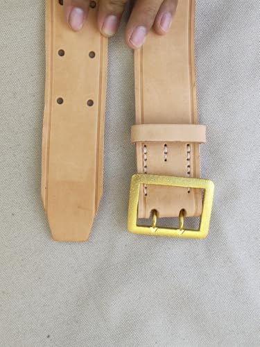 Reproductions WWII GERMAN VINTAGE OFFICER DOUBLE CLAW THICK VEGETABLE-TANNED LEATHER BELT LENGTH 47INCH Waist hole size: 33-43" BUCKLE GOLD4