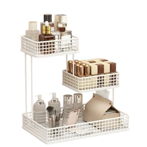 Image of 4 Tier Fruit Basket for Kitchen | Space Saving Decorative Kitchen Organizer | Multi-Layer Dining Table Organizer for Fruits, Snacks & Jars (3 Tier - White)