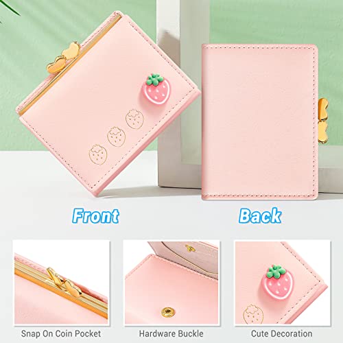 YINHEXI Wallet Card Holder, Small Bifold RFID Blocking Purse, Cute Small Leather Pocket Wallet for Women, Girls, Ladies (Baby Pink)4
