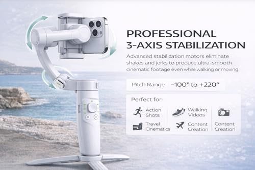 Image of RD Telinet Steady GM-260 3-Axis Smartphone Gimbal Stabilizer (White)