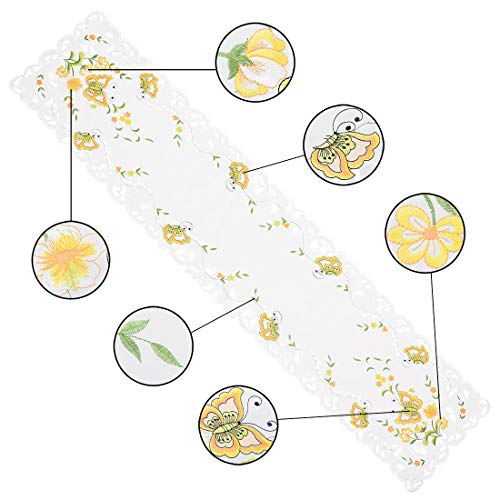 Simhomsen Spring Butterfly And Floral Table Runners, Dresser Scarf (Yellow, 14 × 54 Inch) #TOP2