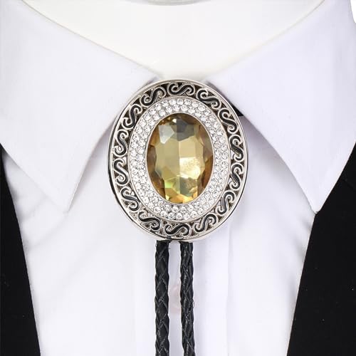 Image of Western Bolo Tie Cowboy Bolo Ties Rhinestone Necklace Bola Tie for Men Women