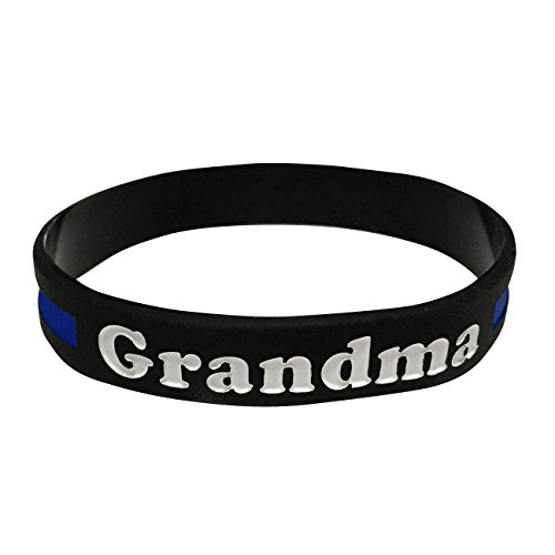 Grandma (Grandmother) Thin Blue Line Silicone Wrist Band Bracelet Wristband - Support Police and Law Enforcement