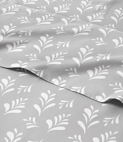 Image of Full 4 Piece Floral Sheet Set - Soft, Breathable & Cooling - Gray Sprig