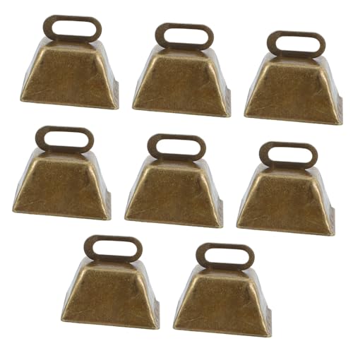 DIYEAH 8pcs Vintage Cowbell Cowbells Decorative Cow Bells Vintage Bells Cheering Cowbell Bronze Christmas Bells Rustic Metal Bells Mini Cow Bell Christmas Craft Bells Bell Ornaments Iron