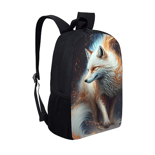 Teenage Boys Girls Creative Fox Print Backpack Middle School Students Bookbag Outdoor Daypack,Orange Galaxy Fox2