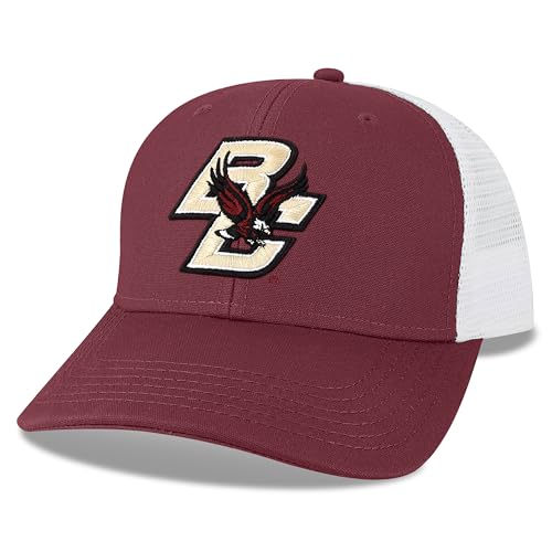 Legacy NCAA Officially Licensed Baseball Hat, Boston College Eagles, Lightweight Cap for Men & Women, Mid-Pro Snapback Adjustable (MPS), Maroon/White Trucker, One Size Fits Most, Snapback Closure