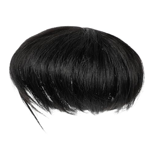 PATKAW peluca con flequillo trama tónico para el cabello de caballo derecho humano human hair wig peluquin explosión de cabello de mujer clip rizado en flequillo pelo de Black