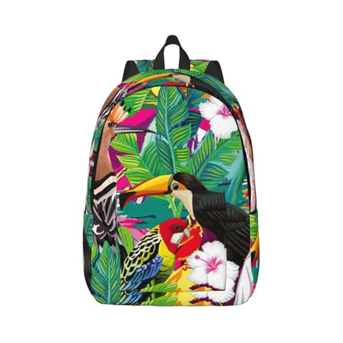 Sac à dos ordinateur portable avec imprimé oiseaux tropicaux pour voyage et cours
