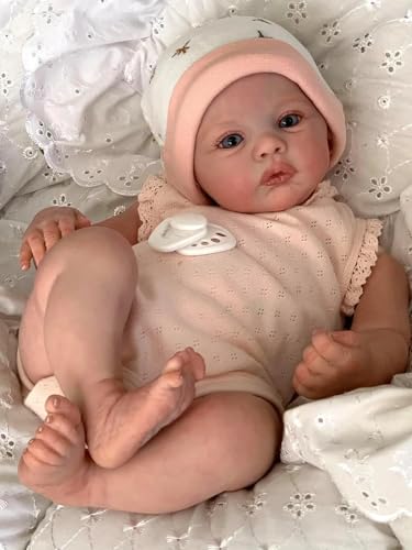 Enjoy with Love Neue 18inch Wiese Reborn Baby Neugeborene Puppe Lifelike Soft Touch Kuscheliges Baby Mehrere Schichten Malerei 3D Haut – Bild 5