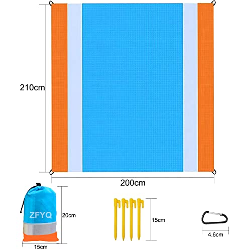 ZFYQ Picnic Blanket 200 x 210 cm, Waterproof Lightweight Compact Beach Blanket with 4 Pegs for Beach Camping, Picnic and Outdoor Travel - Image 2