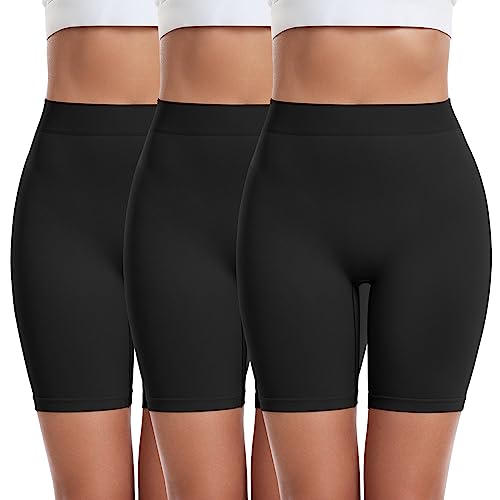 Image of FRESBEIT 3 Pack Slip Shorts for Women Under Dress Comfortable Smooth Boyshorts Panties Biker Shorts